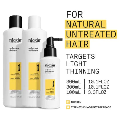 Nioxin System 1 Loyalty Kit - Scalp & Hair Thickening for Natural Hair with Light Thinning