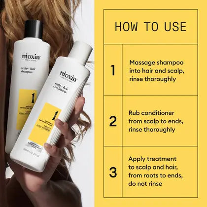 Nioxin System 1 Loyalty Kit - Scalp & Hair Thickening for Natural Hair with Light Thinning