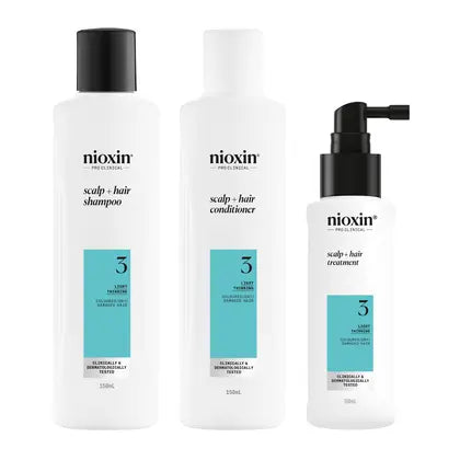 Trial Kit Nioxin Scalp + Hair Thickening System 3 for Coloured, dry and damaged hair Treated Hair with Light Thinning